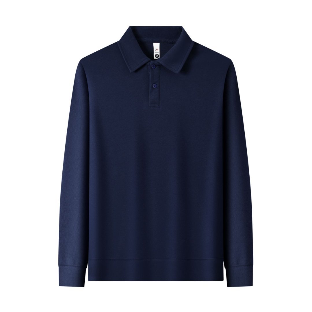 翻领长袖Polo衫春秋款潮牌团体文化衫定制印字刺绣LOGO车间工作服