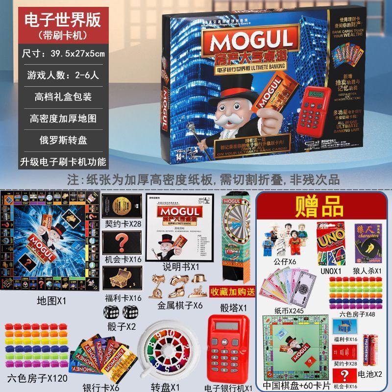 正版大富翁游戏棋世界版中国版超大号儿童成年版互动桌游房产大亨|undefined
