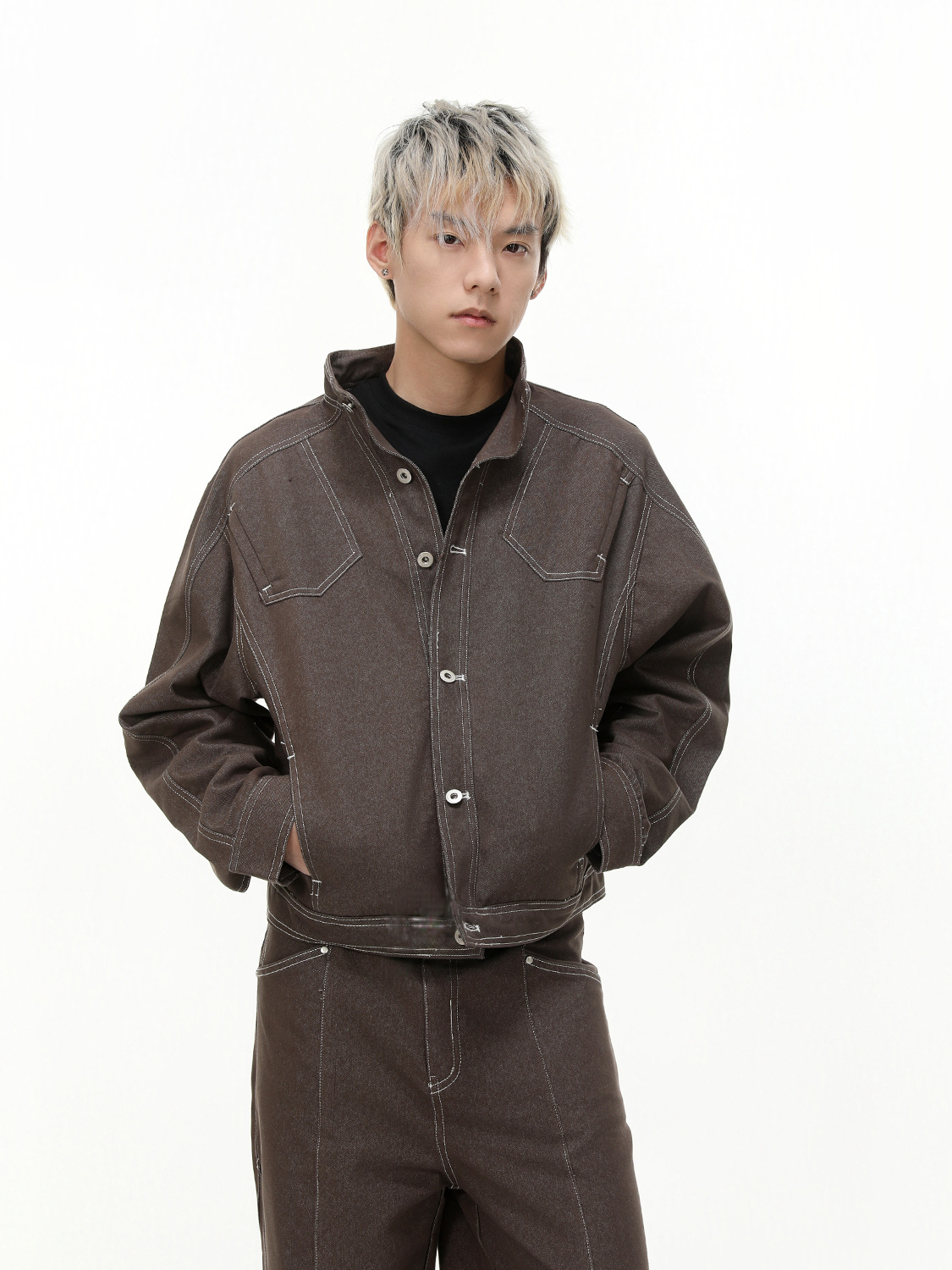 MTLCLOTHES Hombres| Lao Qianfeng traje con la línea coreana de alto nivel de diseño de chaqueta de vaquín de acero