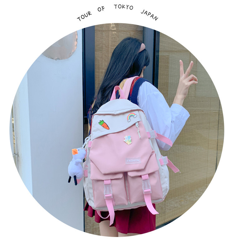 Fashion Solid Color Square Zipper Functional Backpack display picture 5