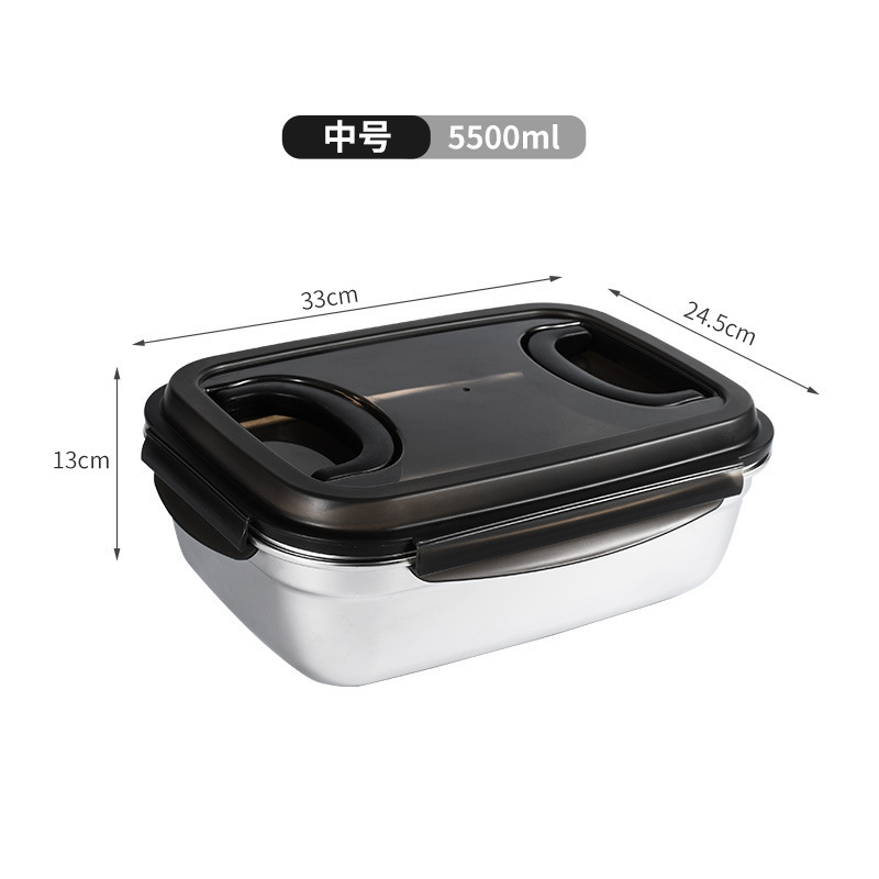 Caja de acero inoxidable 304 caja de almacenamiento de gran capacidad caja de bento caja de frutas refrigerador casero caja de almacenamiento de alimentos