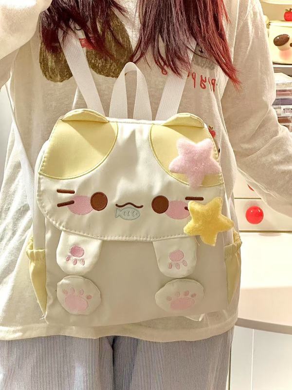 日系ソフト萌え甜妹ins風かわいい綿の子猫のランドセル大容量|undefined