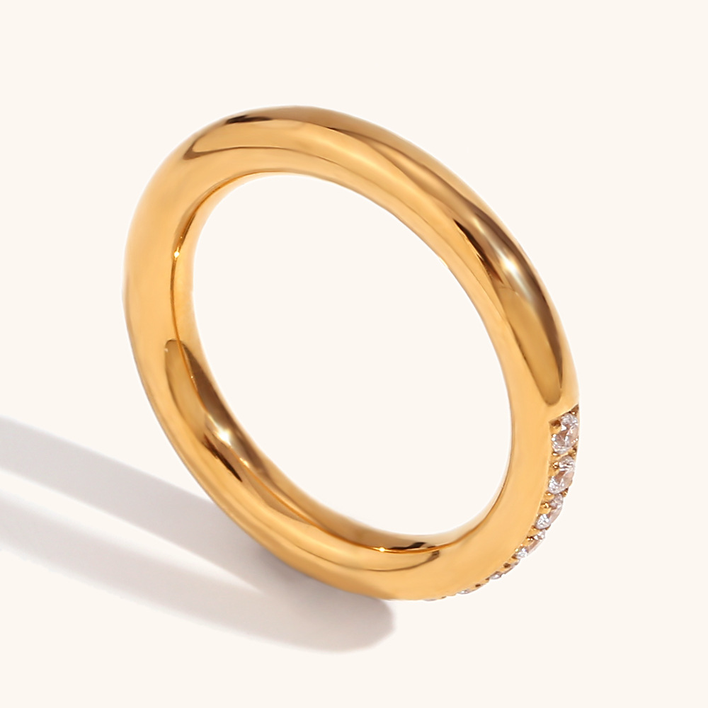 PVD Coated Gold Plating Process PVD Coated Real Gold Plated 18K Gold Geometric Titanium Steel Waterproof Non Tarnish Rings