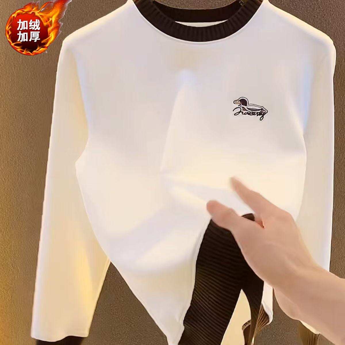 Men's Fleece Sweatshirt 2025 Autumn and Winter Versatile Warm Round Neck Top