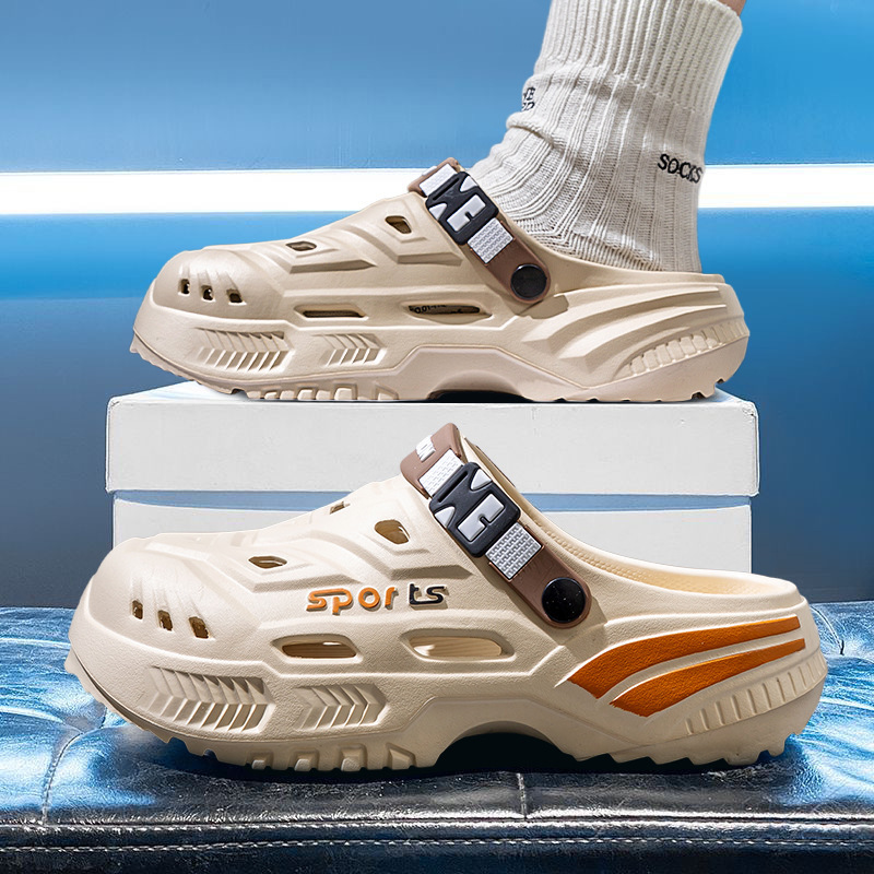 New Style Clogs for Men, Summer Outdoor Wear, Thick-Soled, Non-Slip, Breathable Driving Sandals, Wear-Resistant, Fashionable Beach Shoes Wholesale