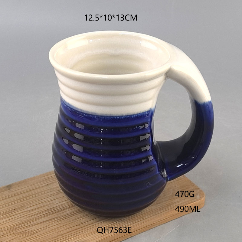 Gran capacidad de cerámica calentadora de mano marca taza de agua creativa horno transfronterizo esmaltado empuje de bolsillo taza de piedra de mano derecha