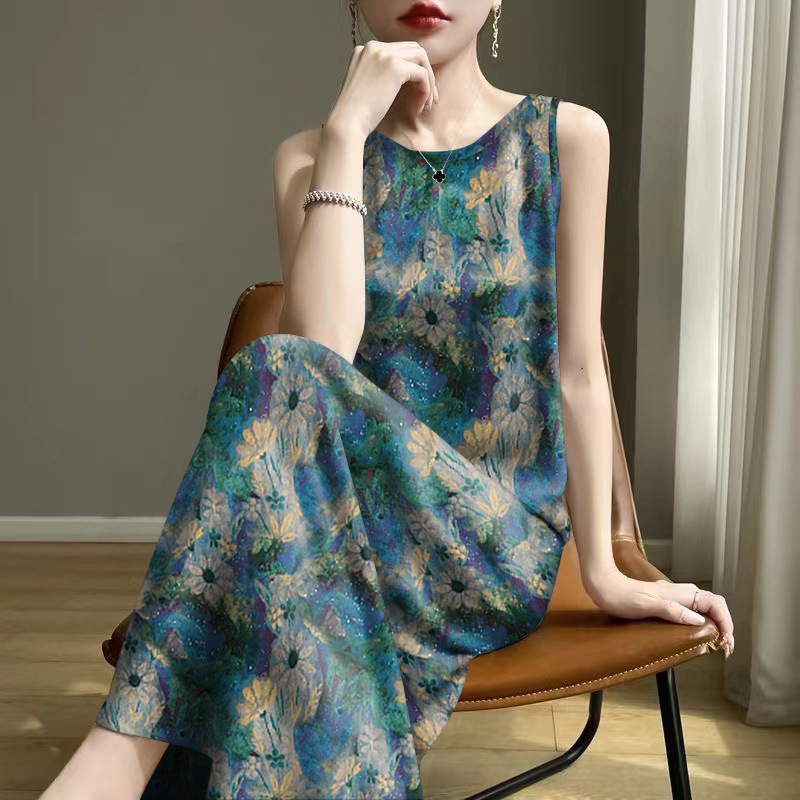 Wholesale 2025 Summer Ladies Explosions Age-reducing Summer Printed Sling Sleeveless Inner Wearing Outer Wearing Vest dress