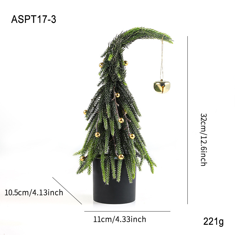 Simulación de plástico verde con nieve mini fruta roja árbol de Navidad decoración de mesa decoración pequeño regalo de Navidad