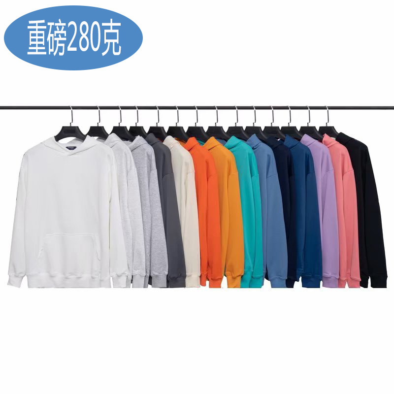 300g autumn and winter oversize loose shoulder-drop sweater for men and women large Terry candy-colored hooded shoulder-drop sweater