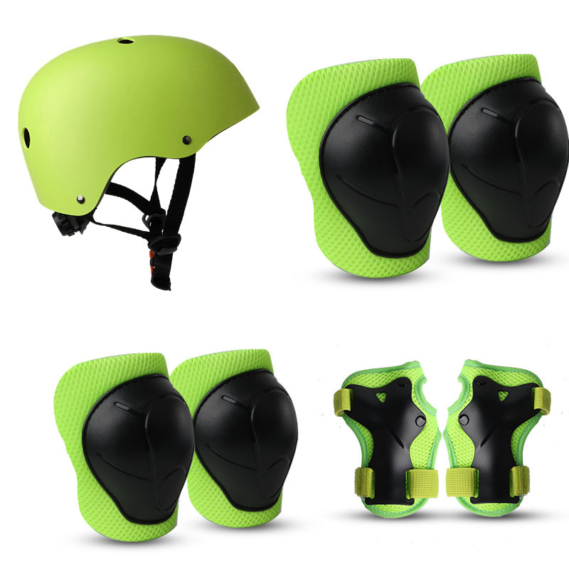 Traje de equipo de protección de patinaje sobre ruedas para niños equilibrio coche patineta Palm pad patinaje rodillera almohadilla para el codo bicicleta casco de seguridad de siete piezas