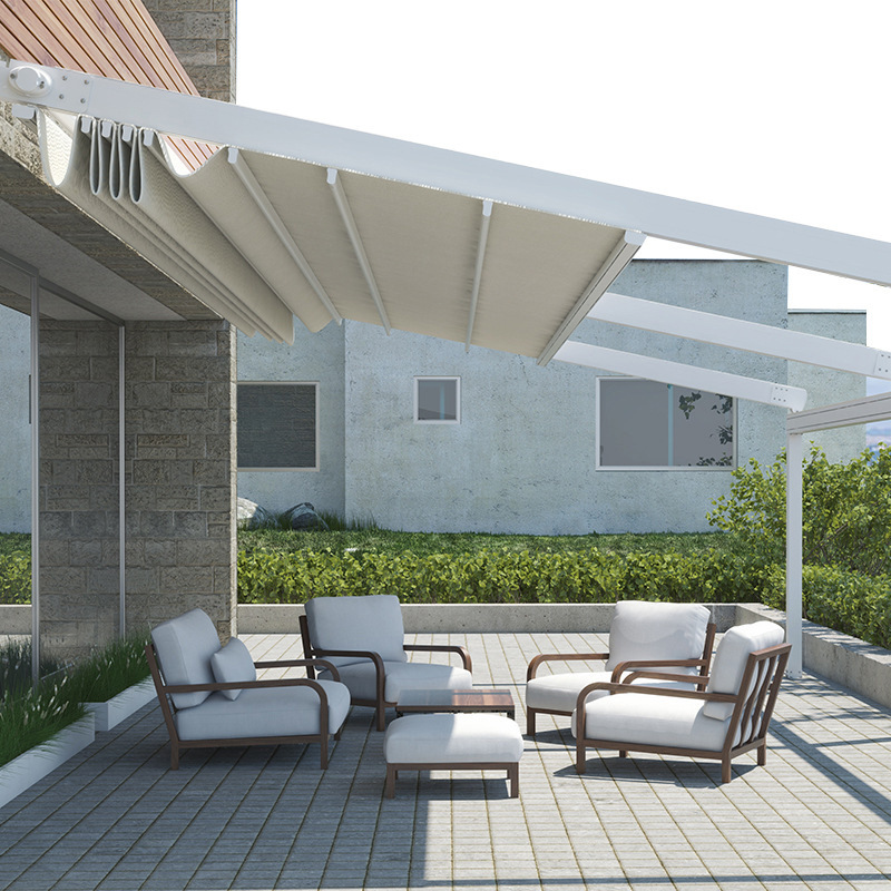 Aislamiento térmico inteligente sombrilla plegable al aire libre toldo lumbrera resistente a la corrosión patio Villa sombrilla retráctil fresco toldo