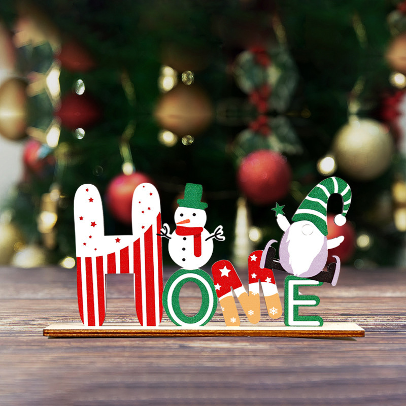 クリスマス装飾木製デスクトップ装飾品ダイニングショッピングモールショップウィンドウ木製工芸品カラフルな組み立てられた装飾品|undefined