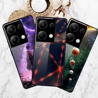 适用于红米NOTE 13 PRO 4G手机壳钢化玻璃创意彩绘星球花山批发款