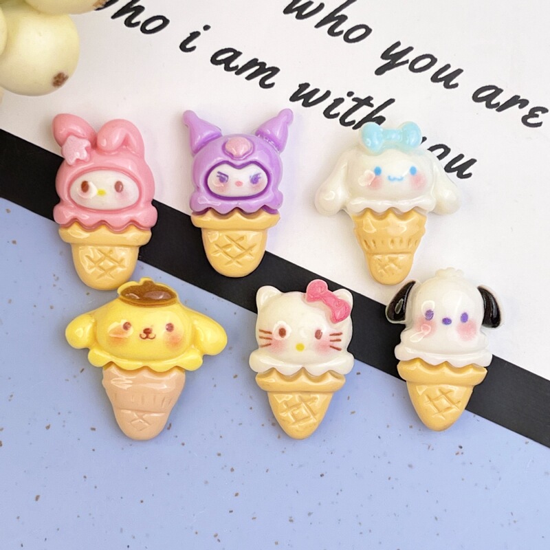 Bright-faced small ice cream cone full-line cute animal cartoon resin accessories hole shoes mobile phone hairpin accessories