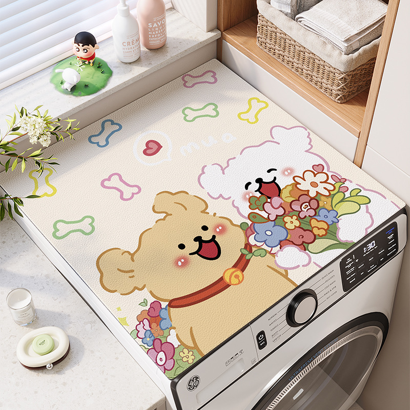 卡通滚筒洗衣机硅藻泥台面保护垫家用防水防晒冰箱防尘罩盖布垫子