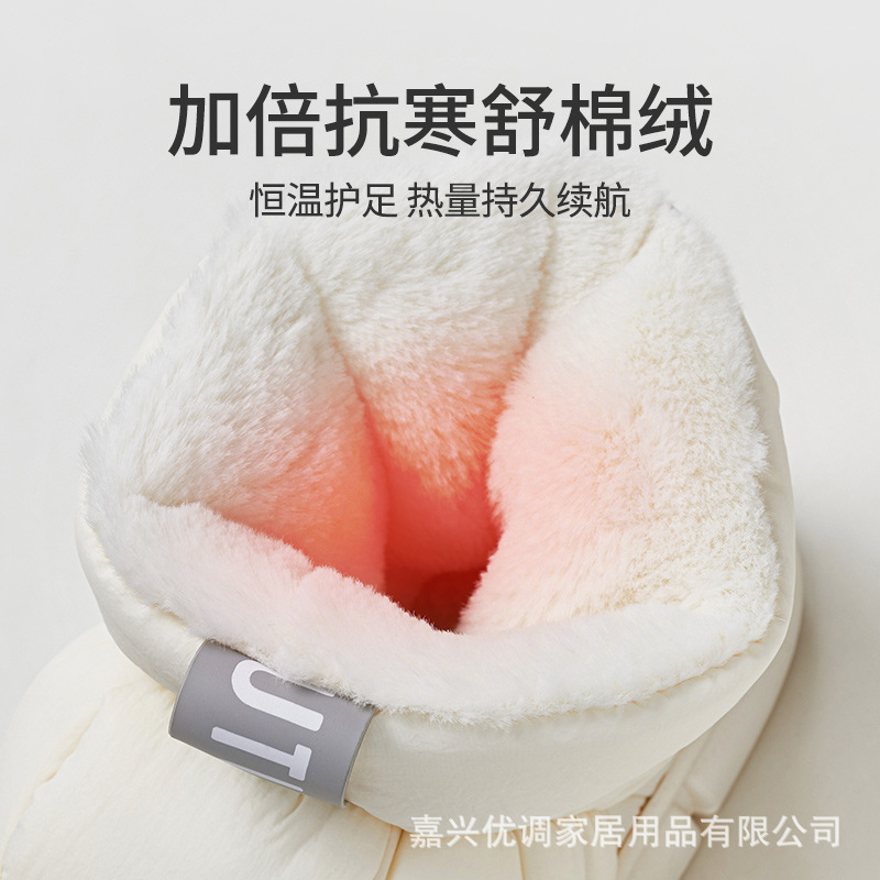 Optimizado tofu zapatos de suela gruesa bolsa de nieve de algodón de tacón zapatillas de interior de las mujeres de invierno cálido confinamiento zapatos sienten caída