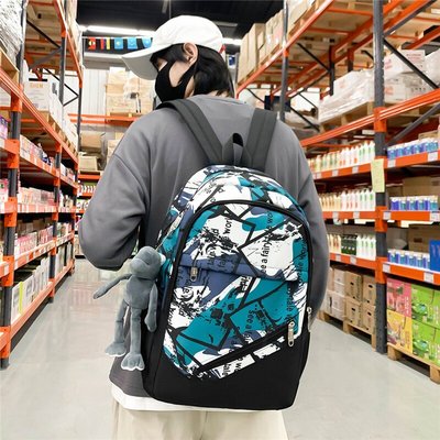 背包男双肩包韩版初中高中大学生书包男时尚潮流青年休闲旅行背包