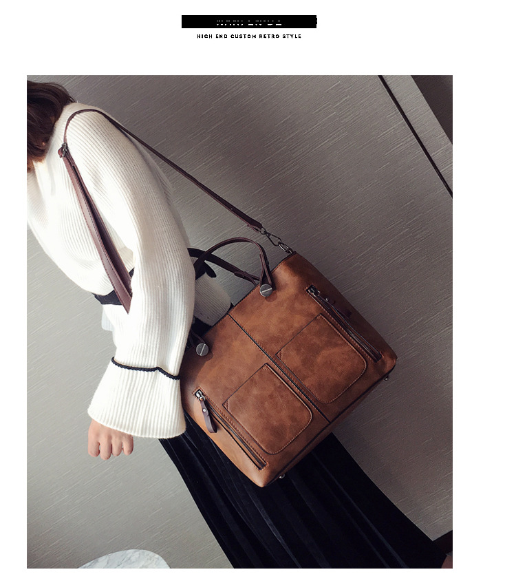Large Pu Leather Streetwear Tote Bag Handbag display picture 15
