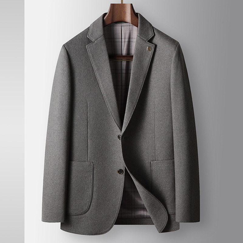 Erkek Giyim takım elbise sonbahar ve kış hafif lüks yün iş bekar batı orta yaşlı ve genç insanlar düz renk günlük takım elbise ceket trendi_voghion.com