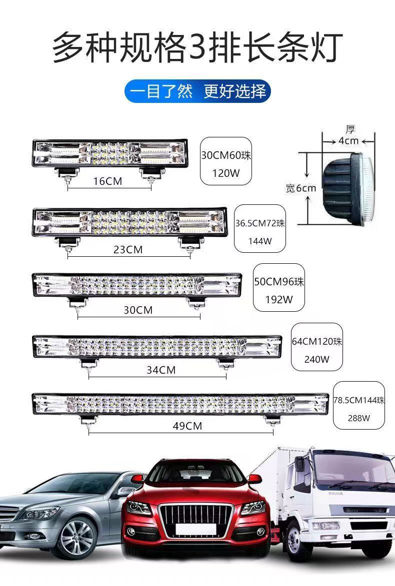 Car Led Strip Spotlight 12V24V Modified Headlight Truck Led Bar Light Harvester Super Bright Flash Light Fog Light