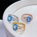 托帕石戒指925银镶嵌简约潮流饰品轻奢百搭高级感彩宝手饰女批发