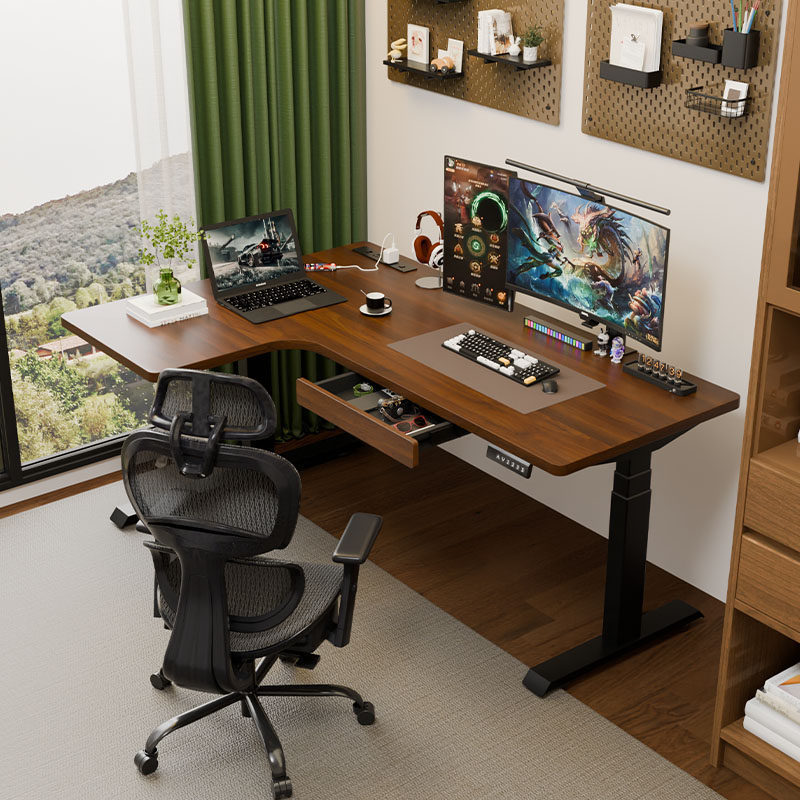 Solid Wood Left and Right Corner Computer Desk with Drawers, Home Office Desk, Smart Electric Height-Adjustable L-Shaped Gaming Desk Solid Wood Left and Right Corner Computer Desk with Drawers, Home Office Desk, Smart Electric Height-Adjustable L-Shaped Gaming Desk