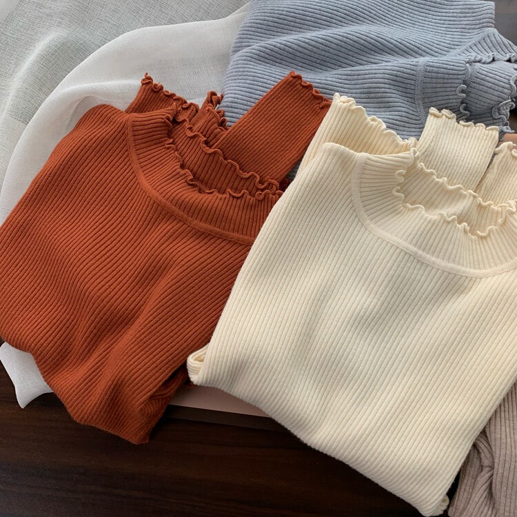 Soft and Fluffy Ruffled Knit Top, Spring 2026 New Versatile Knitwear, Inner Layer Sweater