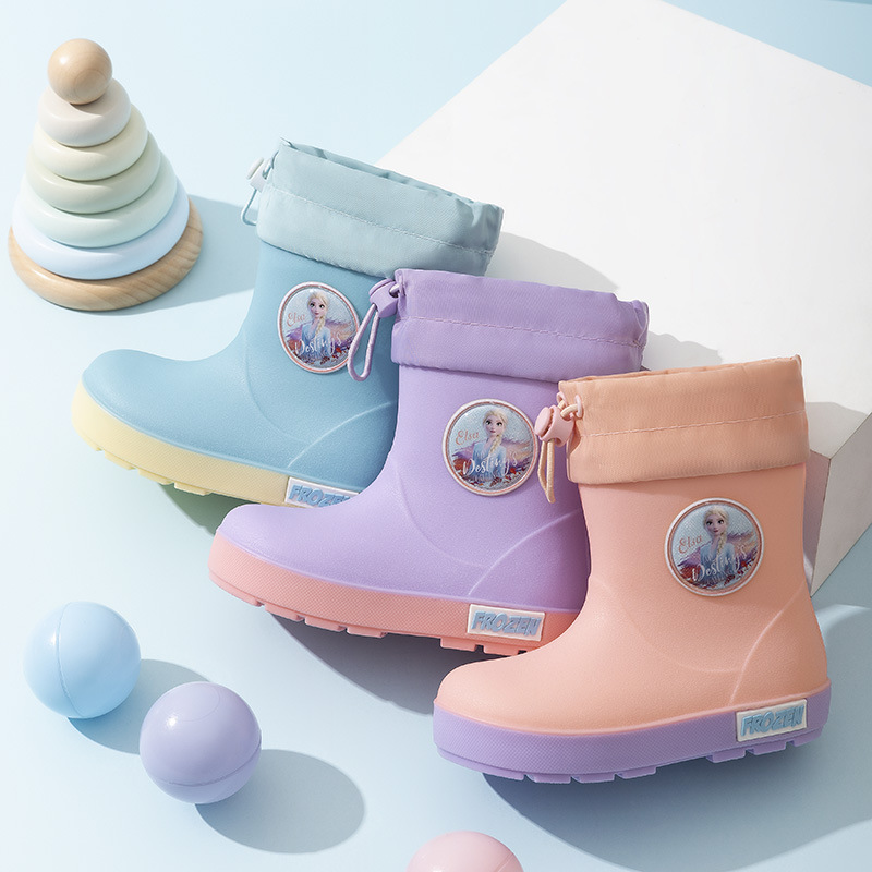 Children's All-Season Rain Boots, Waterproof and Non-Slip Rain Shoes, Outerwear Shoes, Frozen Elsa Princess Spider-Man Baby Soft Shoes