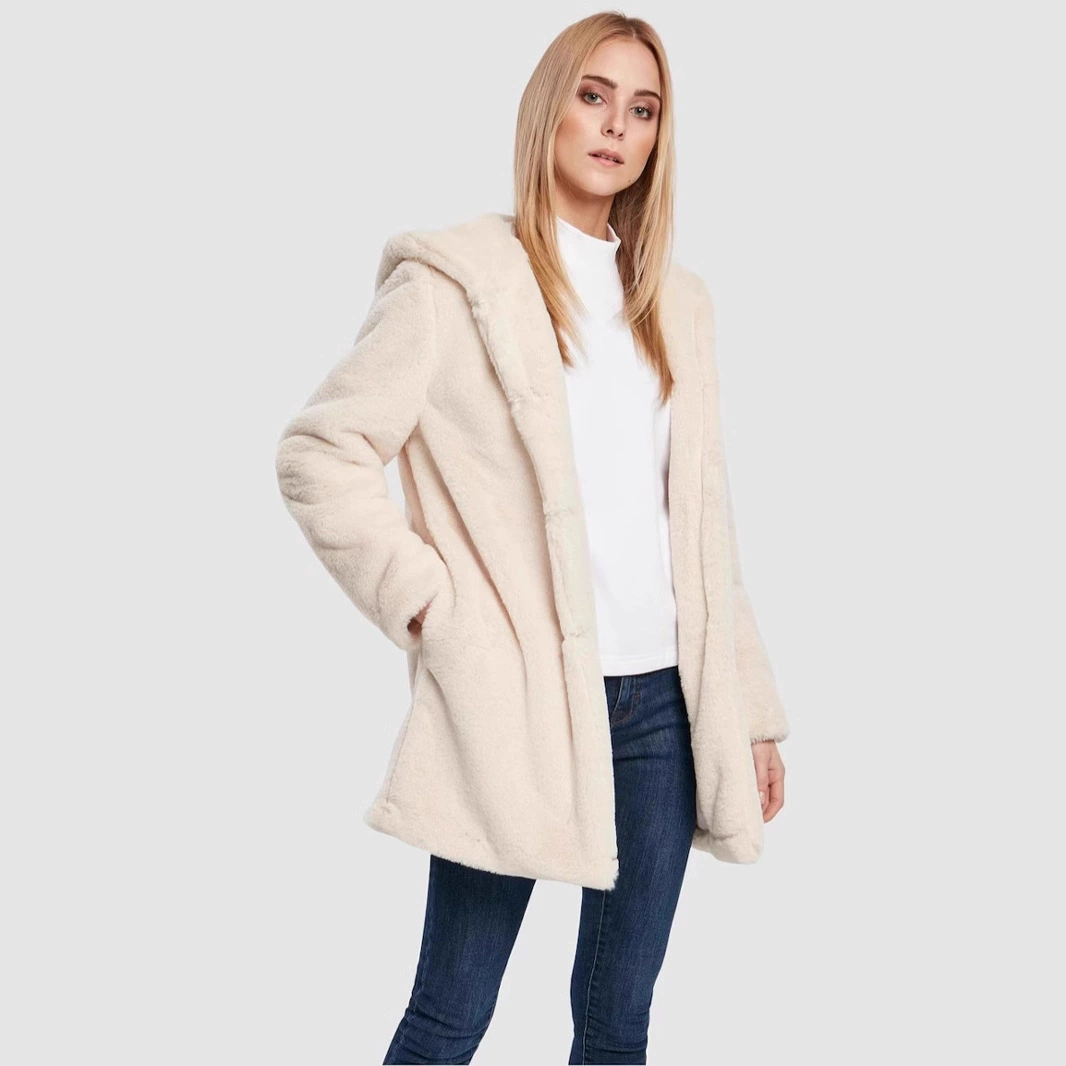 Женская одежда через границу. Популярные на Amazon осенне-зимние меховые теплые топы средней длины, повседневные свободные куртки из искусственного меха.