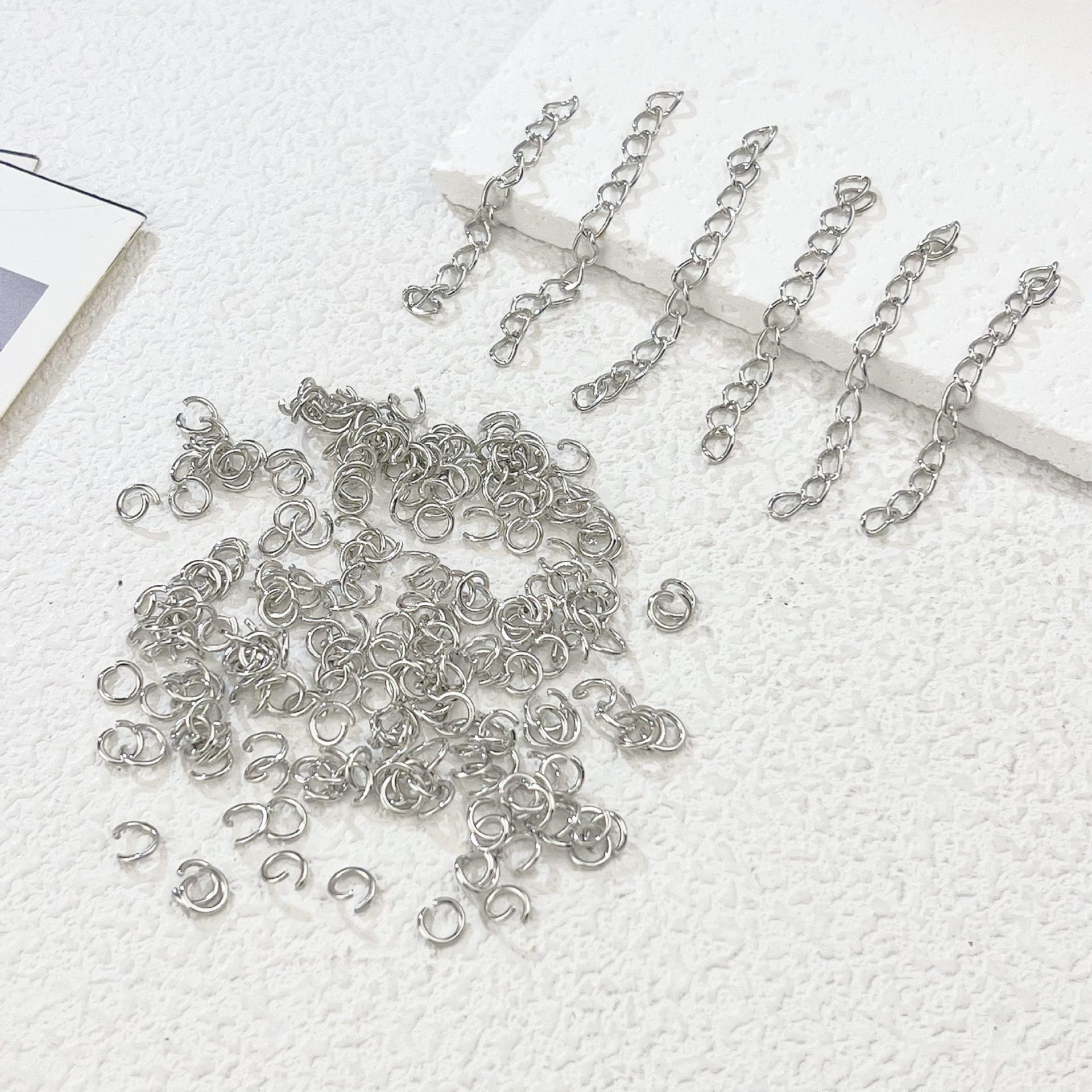 Stainless Steel Open Ring Extension Chain Tail Chain Connecting Ring Single Ring Bracelet Extension Adjustment Chain DIY Jewelry Accessories 2