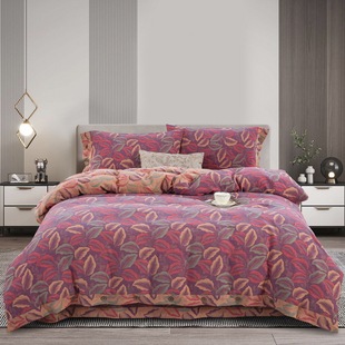 Retro Style A-Type Mother and Baby Double-Layer Gauze Bed Four-Piece Set 100 Pure Cotton Bed Bed Sheetss Quilt Cover Cotton Gauze Bedding