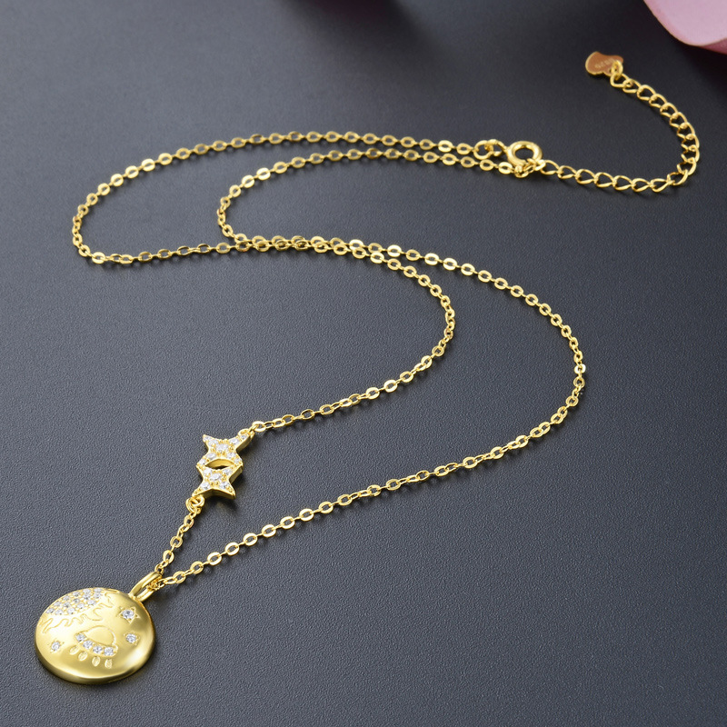 Collar de plata esterlina 925 estilo japonés y coreano creativo cosmos estrella cadena de lujo ligero aire planeta cadena clavícula mujer