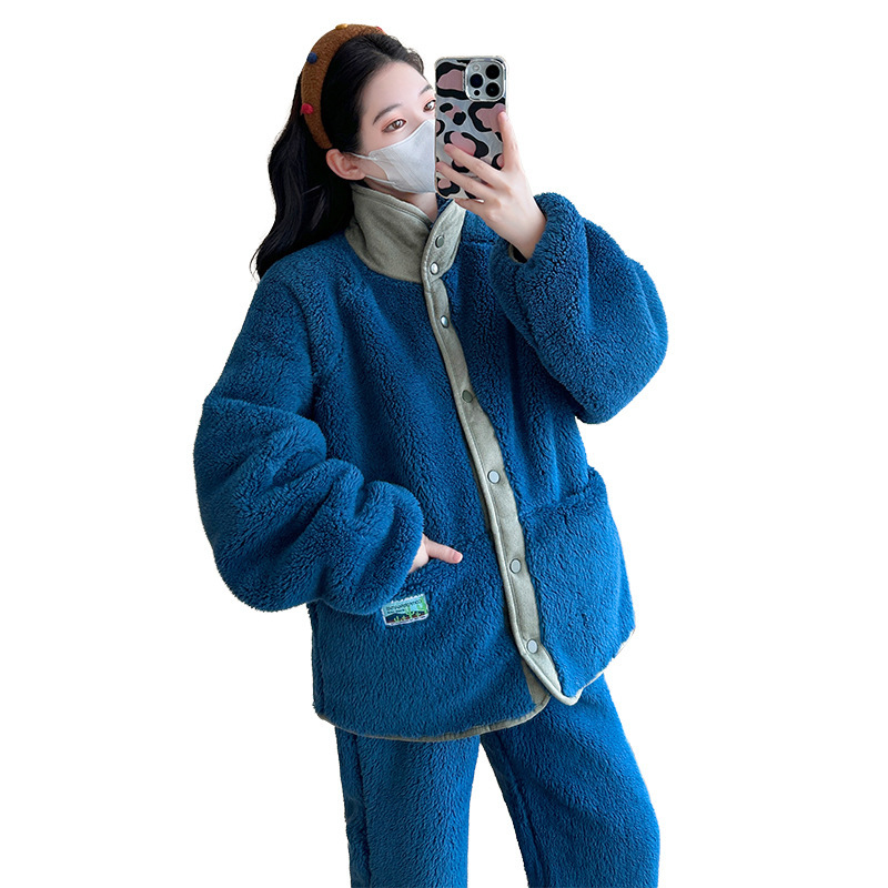 实拍孕妇加绒加厚孕妈妈穿搭秋冬套装家居服外穿|undefined