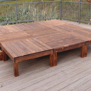 Anticorrosive Wood Flooring for Outdoor Terraces, Balconies, Garden Patios, Platforms, and Yards with Self-Laying Carbonized Wood Decking
