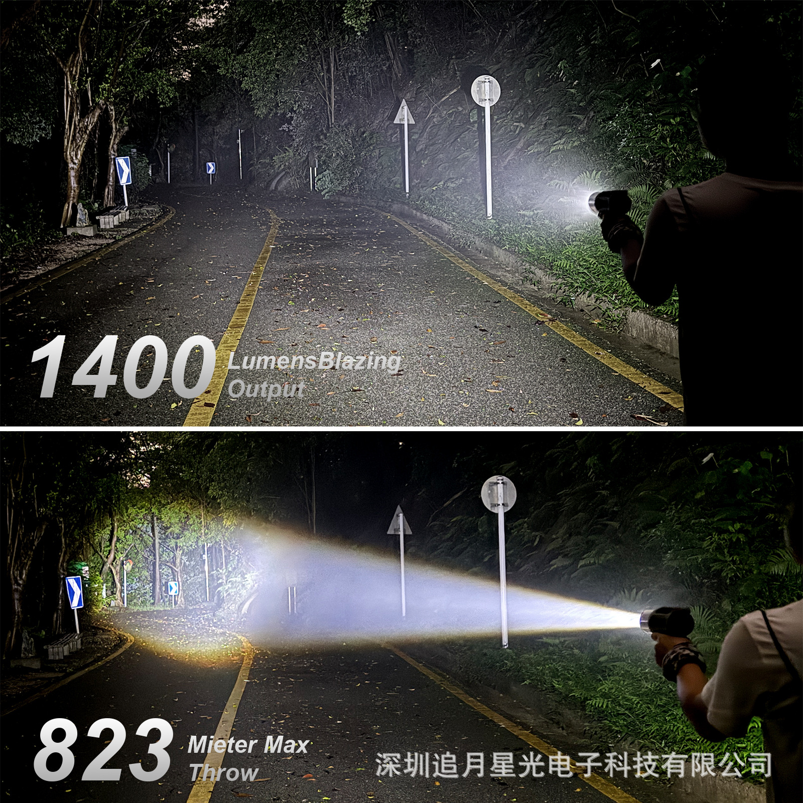 Amazon Q411 Gun-Style Flashlight for Export, High-Intensity Handheld Searchlight with Adjustable High and Low Beam, Focusing and Spreading Light