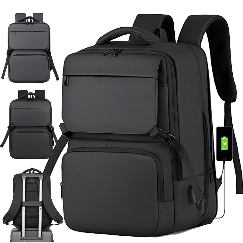 2026 New Cross-Border Multi-Compartment Business Backpack, Can Be Attached to a Trolley, Outdoor Travel Backpack, Business Trip Laptop Backpack
