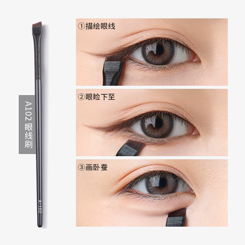 eyeliner & eyebrow brush (wang ye) a102 flat/angled head, ultra-thin blade tip, precise makeup