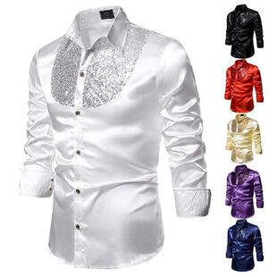 O 54671 Men's Sequin Shirt ��ʿ��Ƭ�r���羳���uͨ