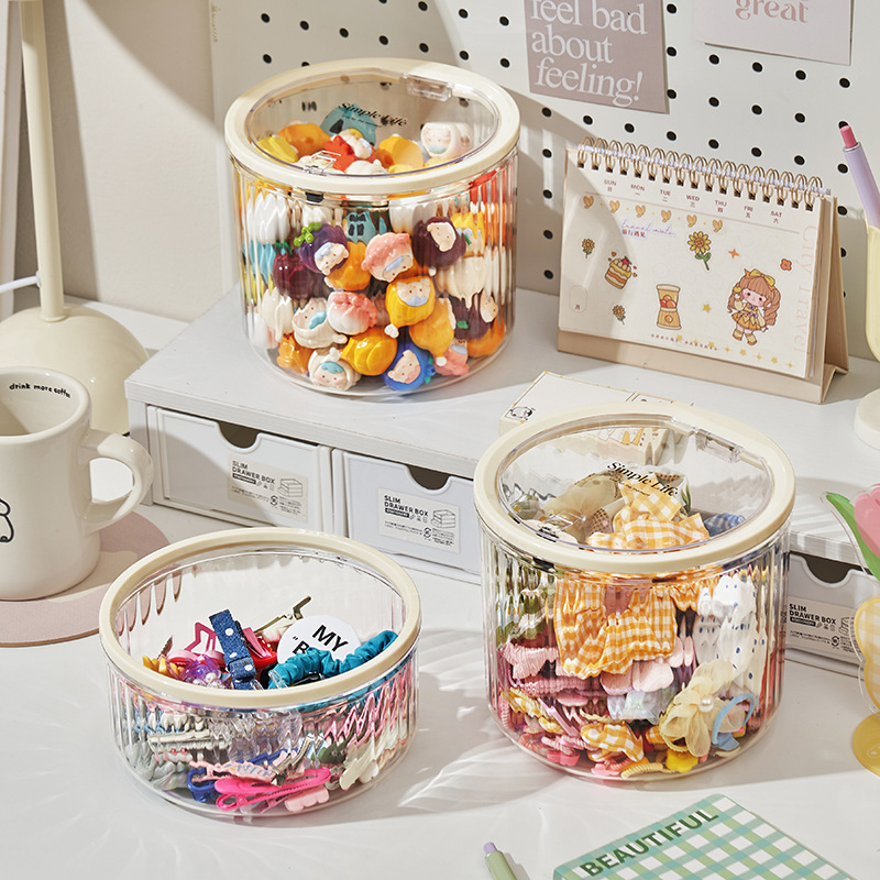 Candy Storage Box Transparent Mini Box Sundries Storage Box Large Capacity Multi-use Desktop Simple Trash Can with Lid