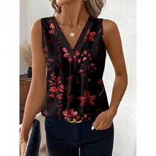 B 37133 Floral Print Sleeves V Neck Top ����ӡ������