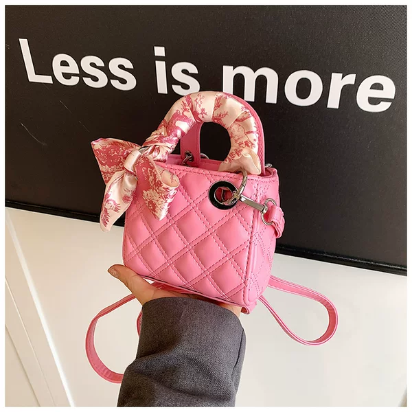 Children's Bag Mini Handbag Cute Rhombic Embroidered Silk Scarf Daffy Bag New All-match Fashion Small Square Bag