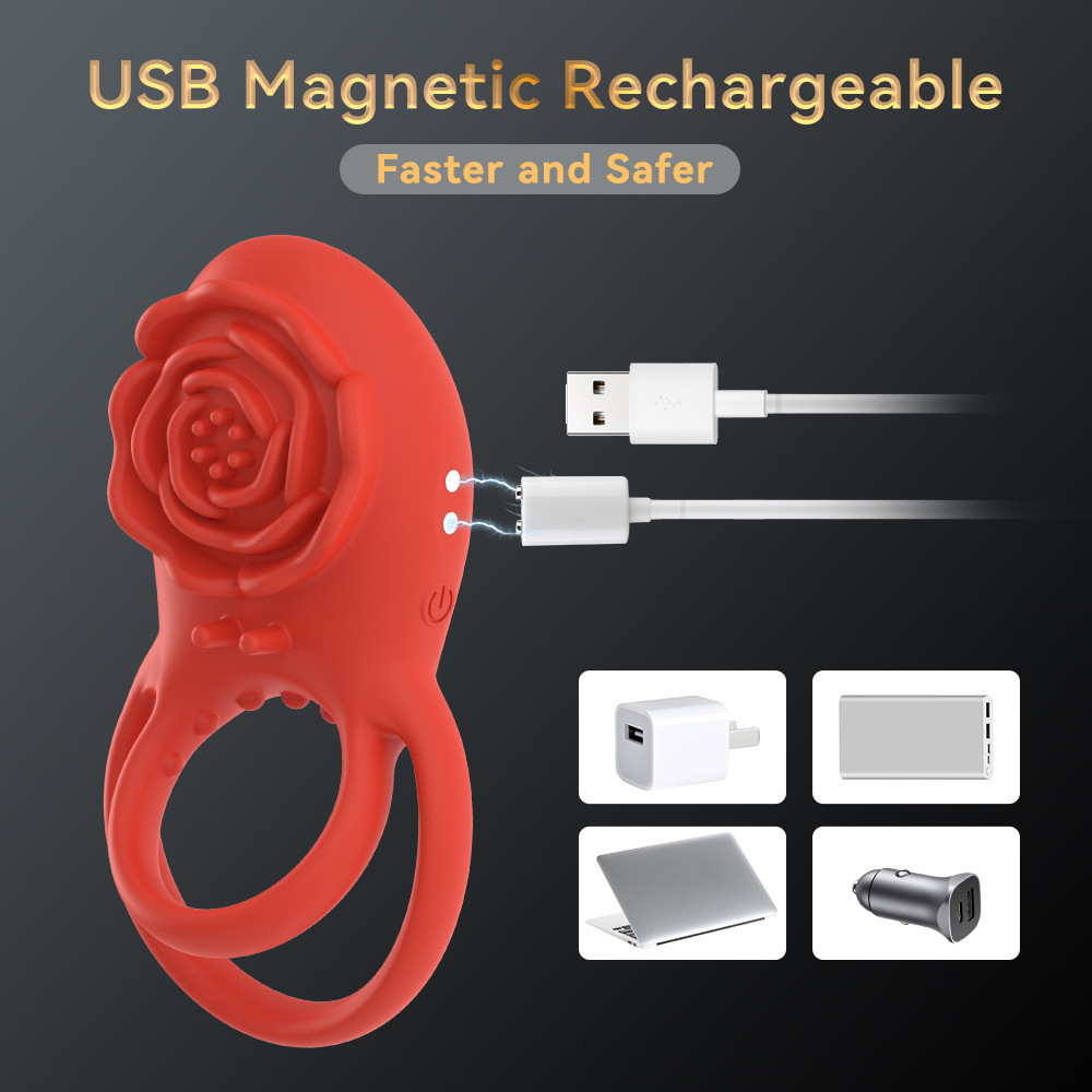Rose Wireless Remote Vibrating Ring Prostate Massager, 8-Frequency Silicone Cock Ring — detail image 4