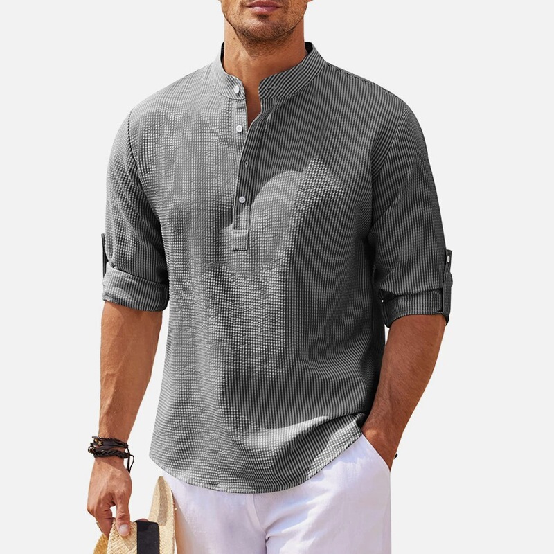 2024 Amazon AliExpress Men's Sleeve Open Button Vertical Collar Shirt Pineapple Long Sleeve Loose Casual Shirt