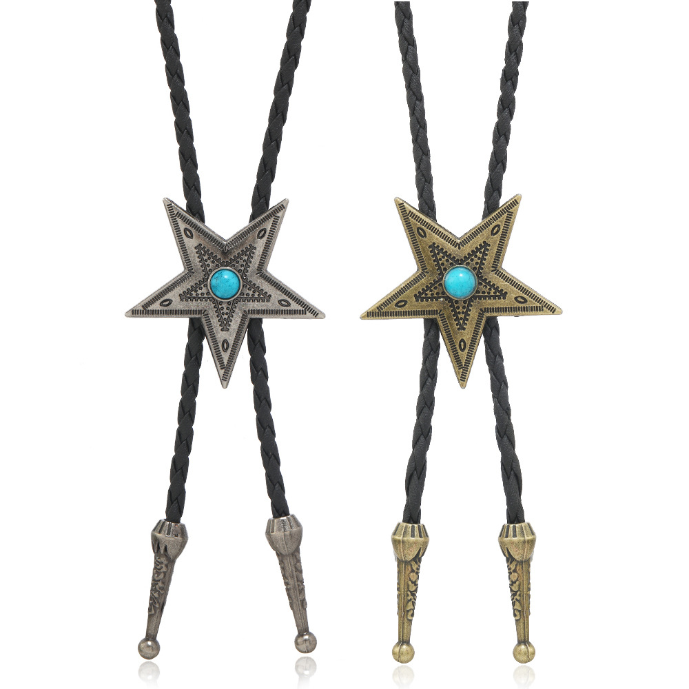 Retro Star Pu Leather Alloy Unisex Bolo Tie Necklaces display picture 1