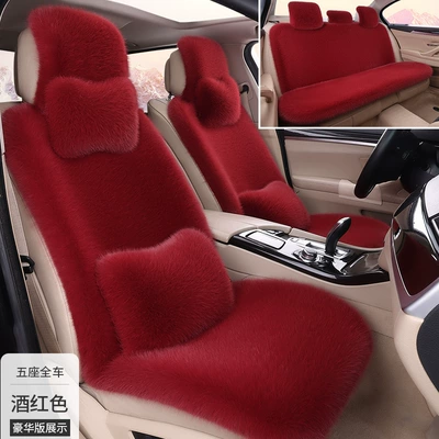 and winter, fox fur seat cushion, complete – Seat cushion, seat cover - burgundy-large-luxury-edition