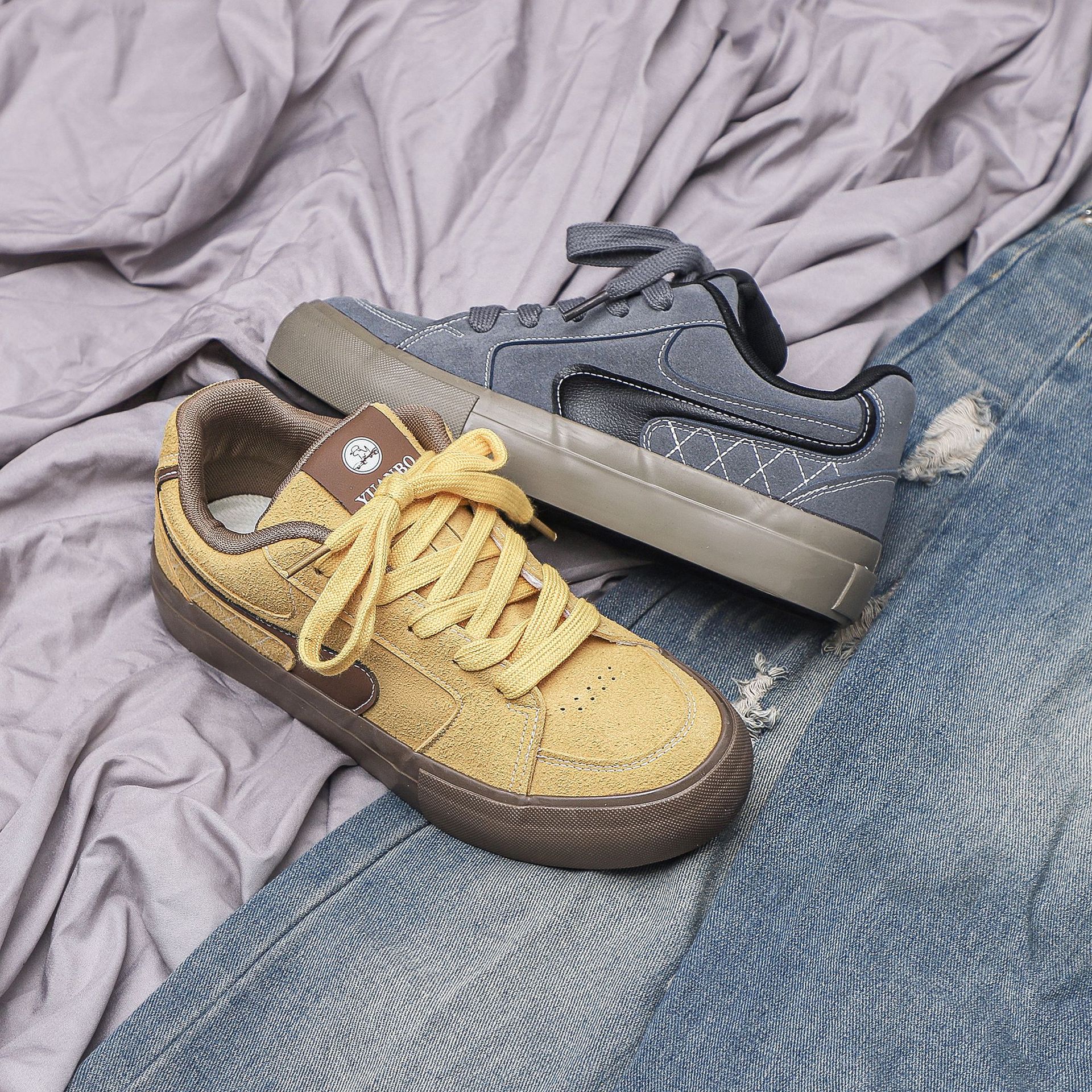 Yuanbo 2025 nuevos zapatos de skate casuales de pieles para hombres, 2025 primavera nuevos zapatos de moda para hombres