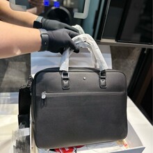 W宝龙软皮系列双层公文包黑色皮质简约手提包商务包高品质供跨境