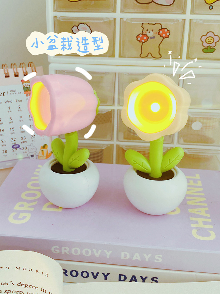 Batterie-Tischlampe Cartoon-Blumen DIY Creme-Gel Nachtlicht Mini-LED Stimmungslicht Kreatives Geschenk Dekofigur