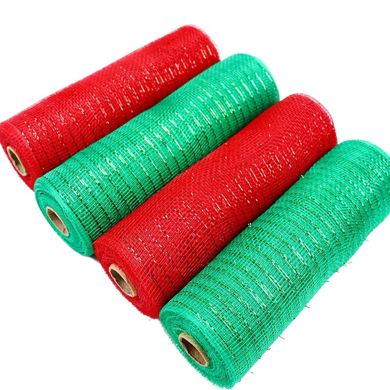 Malla de embalaje de flores Malla de Navidad Decoración de árbol de Navidad Malla de oro múltiple 26cm * 10 yardas