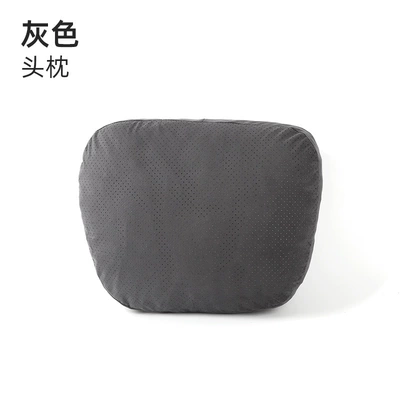 Neck Pillow, Suede Car Lumbar | Headrest - gray-single-headrest-dupont-cotton-core-suede-breathable-perforated